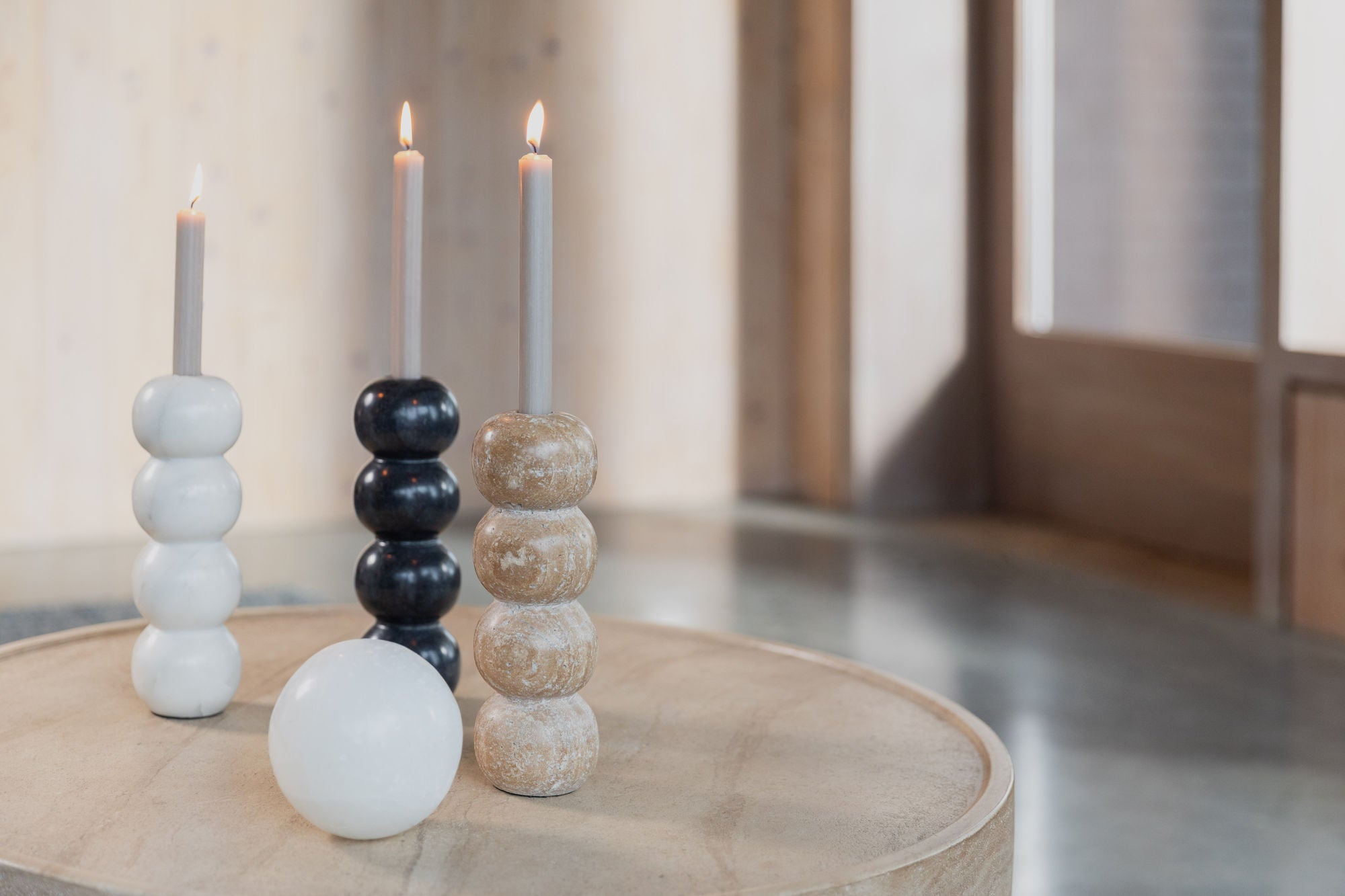 Zuiver Rome White Marble Stacked Balls Candle Holder
